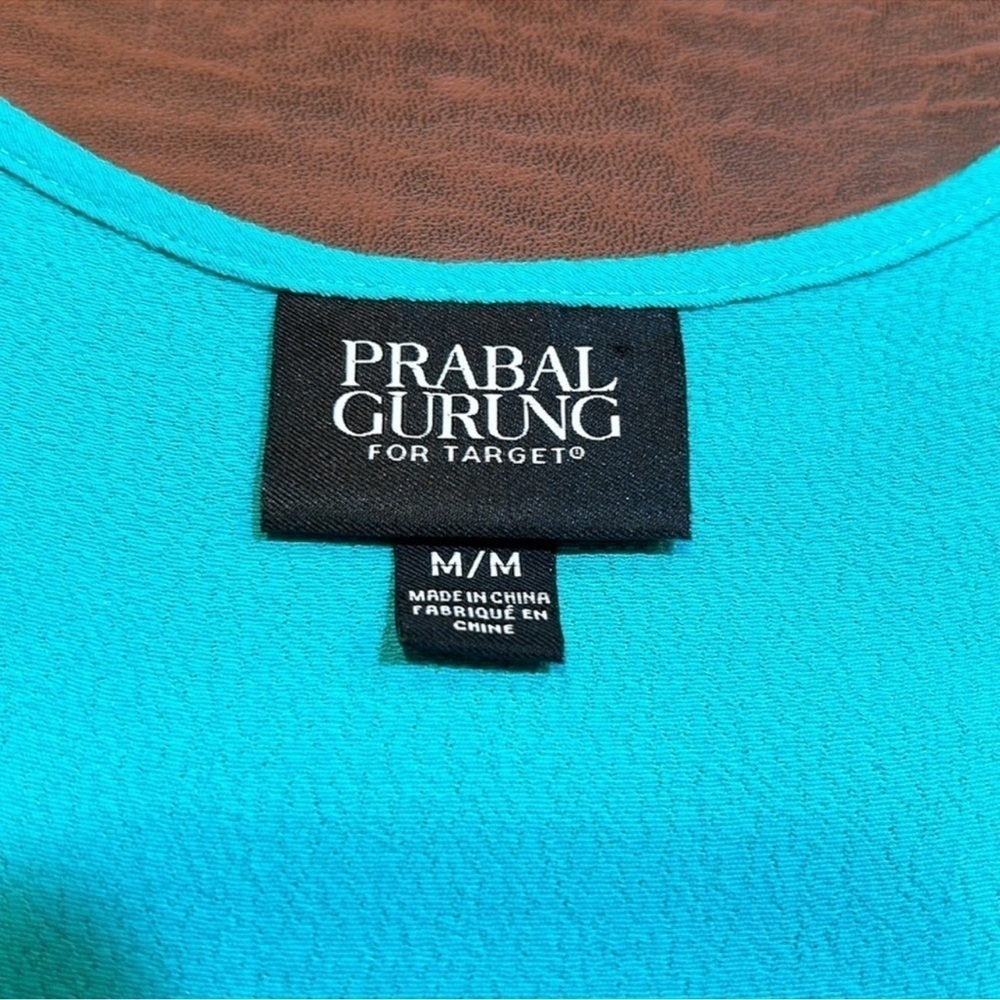 PRABAL GURUNG Green Long Tank Top w/ Pink Stripe on faux Pocket Size M, NWT! - Picture 7 of 10
